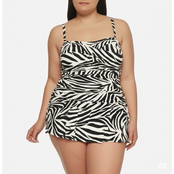 Lauren Ralph Lauren Plus Women's Zebra Print Underwire 1 Piece Swimsuit Size 22W - Picture 1 of 6